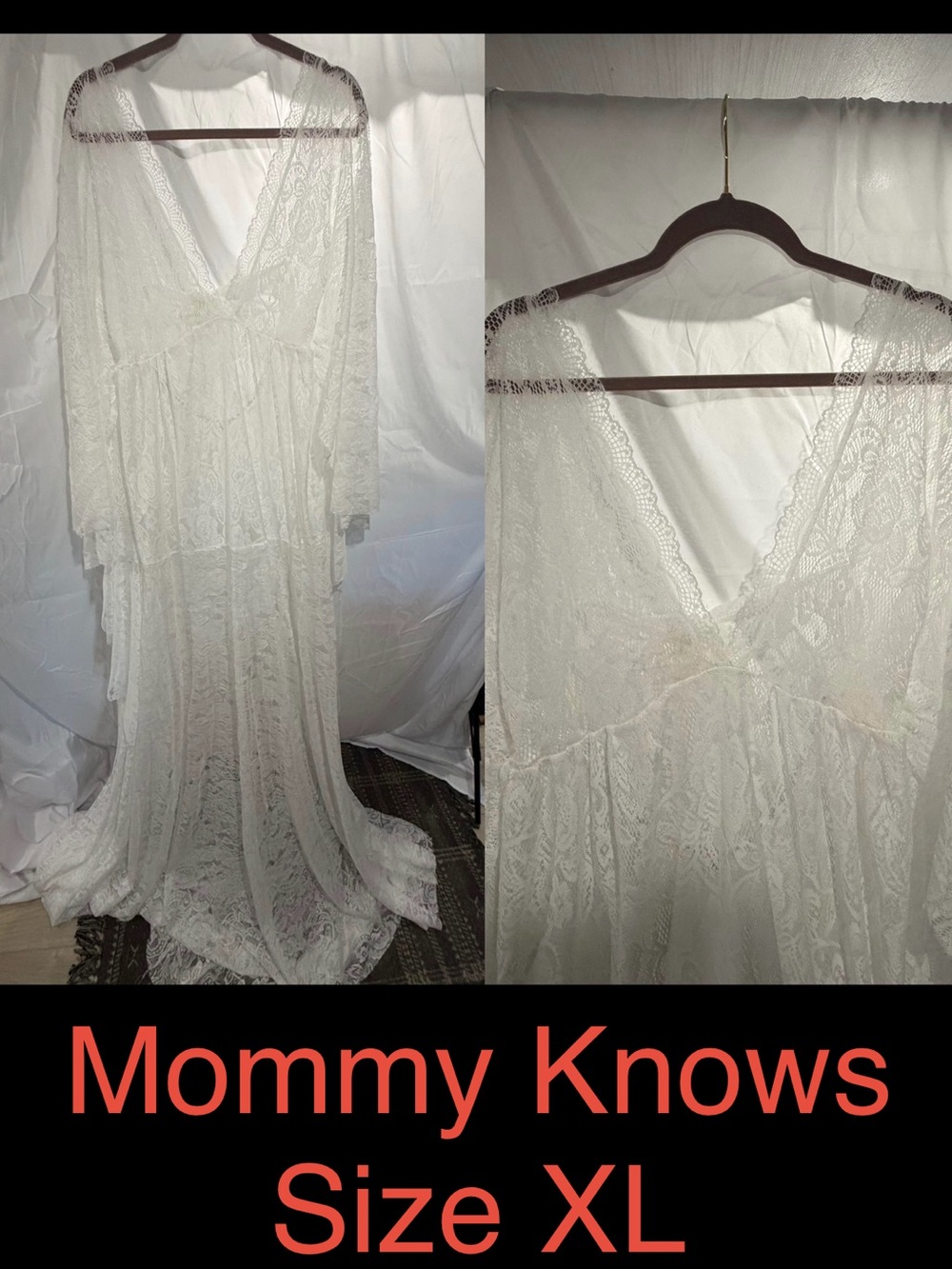 Lace Maxi Dress – White, Size XL